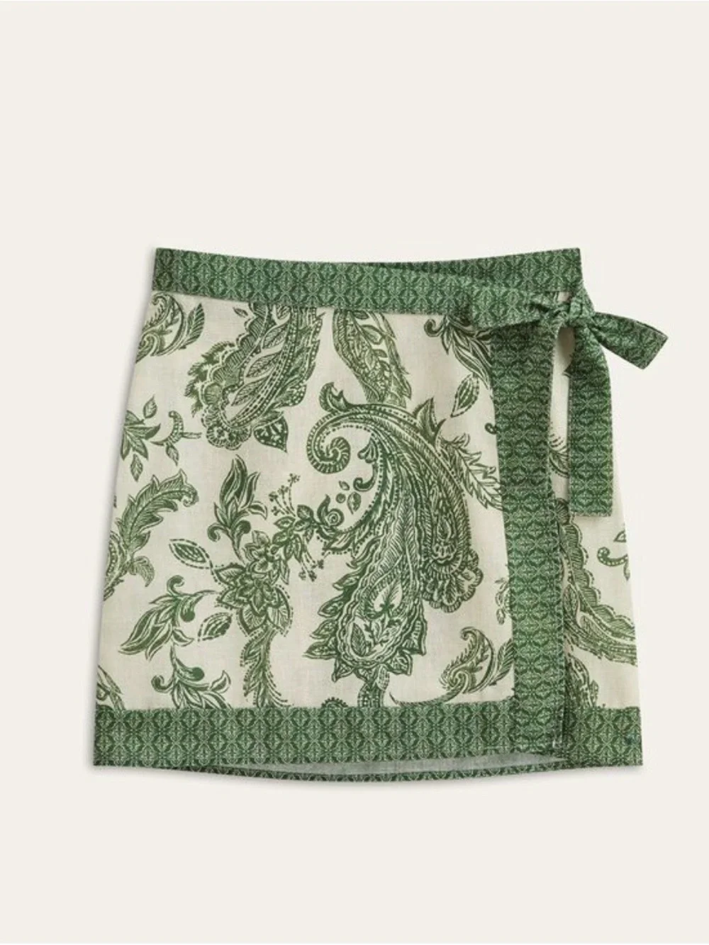 NWT - Commense Green and Cream Paisley Mini Skirt - Picture 1 of 1